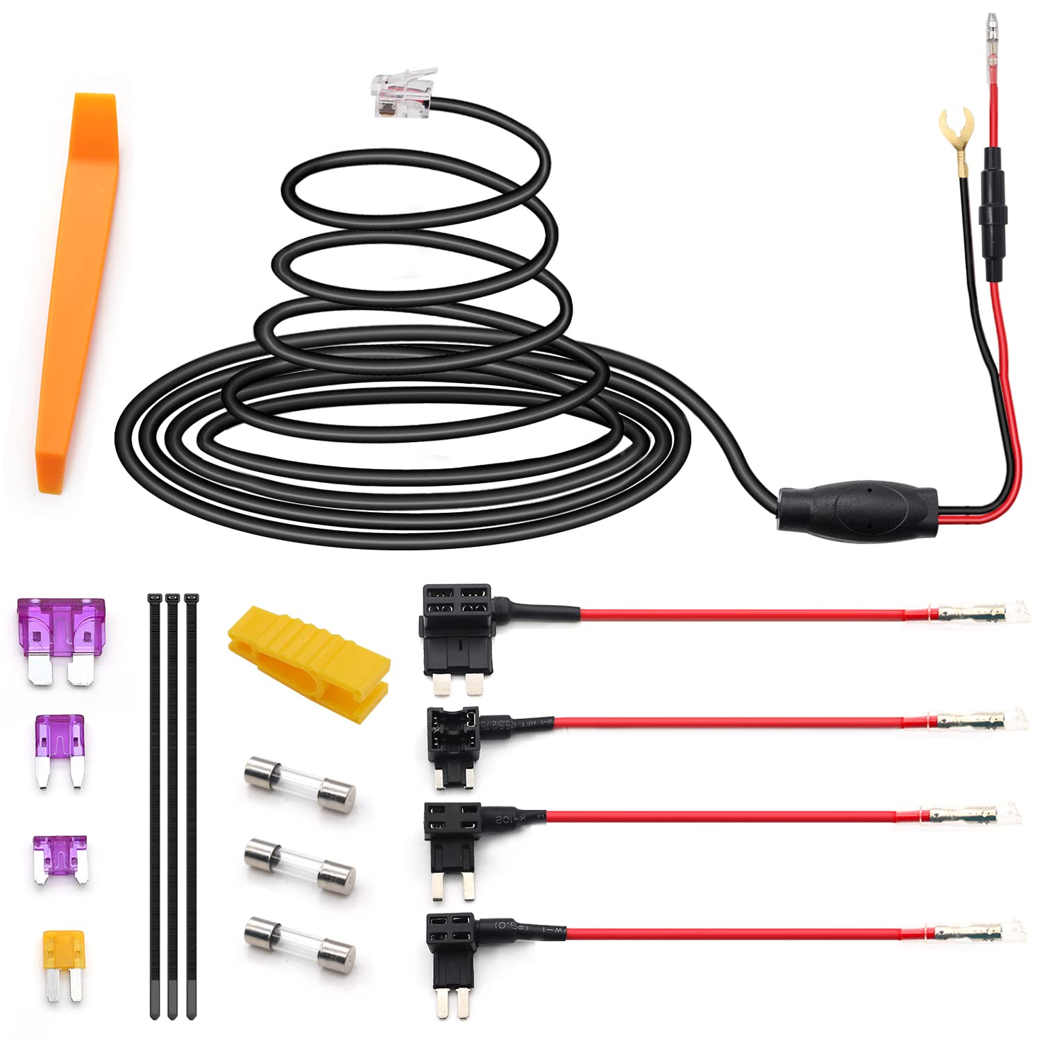 Photo 1 of maierke 13FT RJ11 Style Radar Detector Hardwire Kit,Quick Connection Plug and Play Cord Cable Set,Include Fuse M1-Q-014