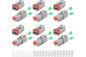 GKG DTK2 2 Pin Deutsch Connector Kit,6 Sets DT Deutsch Connector 2 Pin,Gray Waterproof Electrical Wire Connectors with 14 Pairs Size 16 Solid Contacts 14-20AWG for Car,Truck and Boat,etc