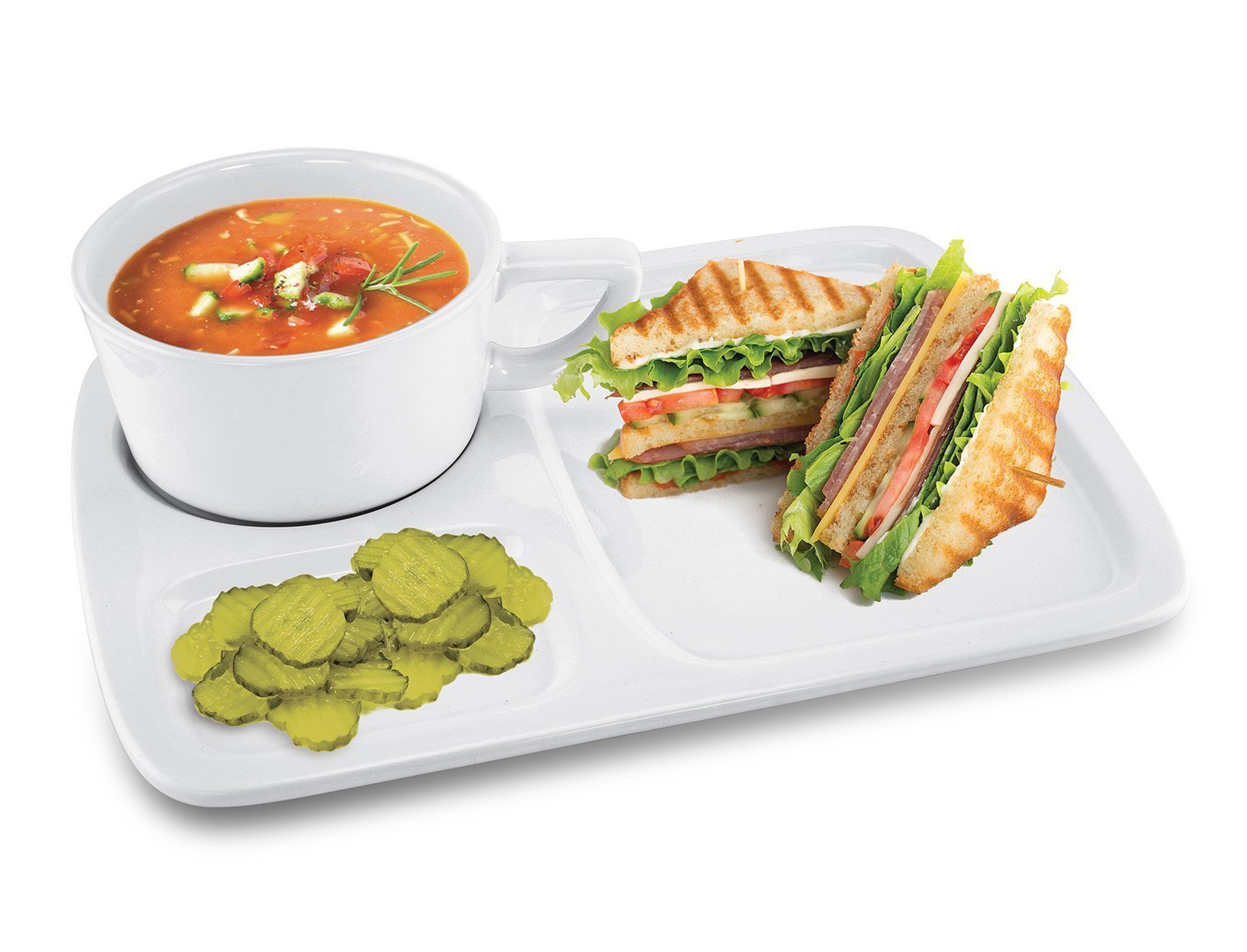 KOVOT Ceramic Soup And Sandwich Tray Set Plates
