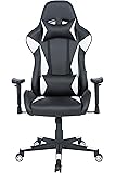 AmazonBasics Gaming Office Chair - Racing Style Seat with Headrest and Firm Lumbar Support - White