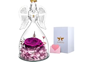 ANWEAO Mothers Day Mom Gifts for Women, Preserved Flowers Rose Glass Angel, Gifts for Her, Angel Figurine Roses, Birthday Gifts for Mom, Mothers Angel Rose Gifts, Blessing Gifts for Wife and Queen Goddes