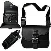 Clutch Bag - Concealed Carry Bag Pistol Case CCW EDC Men Women Hard Canvas & Leather, Quick Draw Access, Fits All Standard Pistols, Luxury Design, Adjustable Strap, Holds 2 Magazines MOLLE compatible