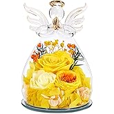 Bessol Birthday Gifts for Women Mom Preserved Rose in Glass Angel Figurines Fresh Flower for Delivery Forever Flowers Eternal Rose Valentines Day for Grandma Sister Wife Her from Daughter