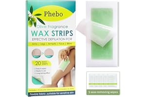 EUWYIO Wax Strips - Facial Hair Removal For Women, Wax Strips for Hair Removal Hair Remover Wax Kit for Hypoallergenic All Skin Types, Face, Legs, Arms, Armpits, Bikini, Green