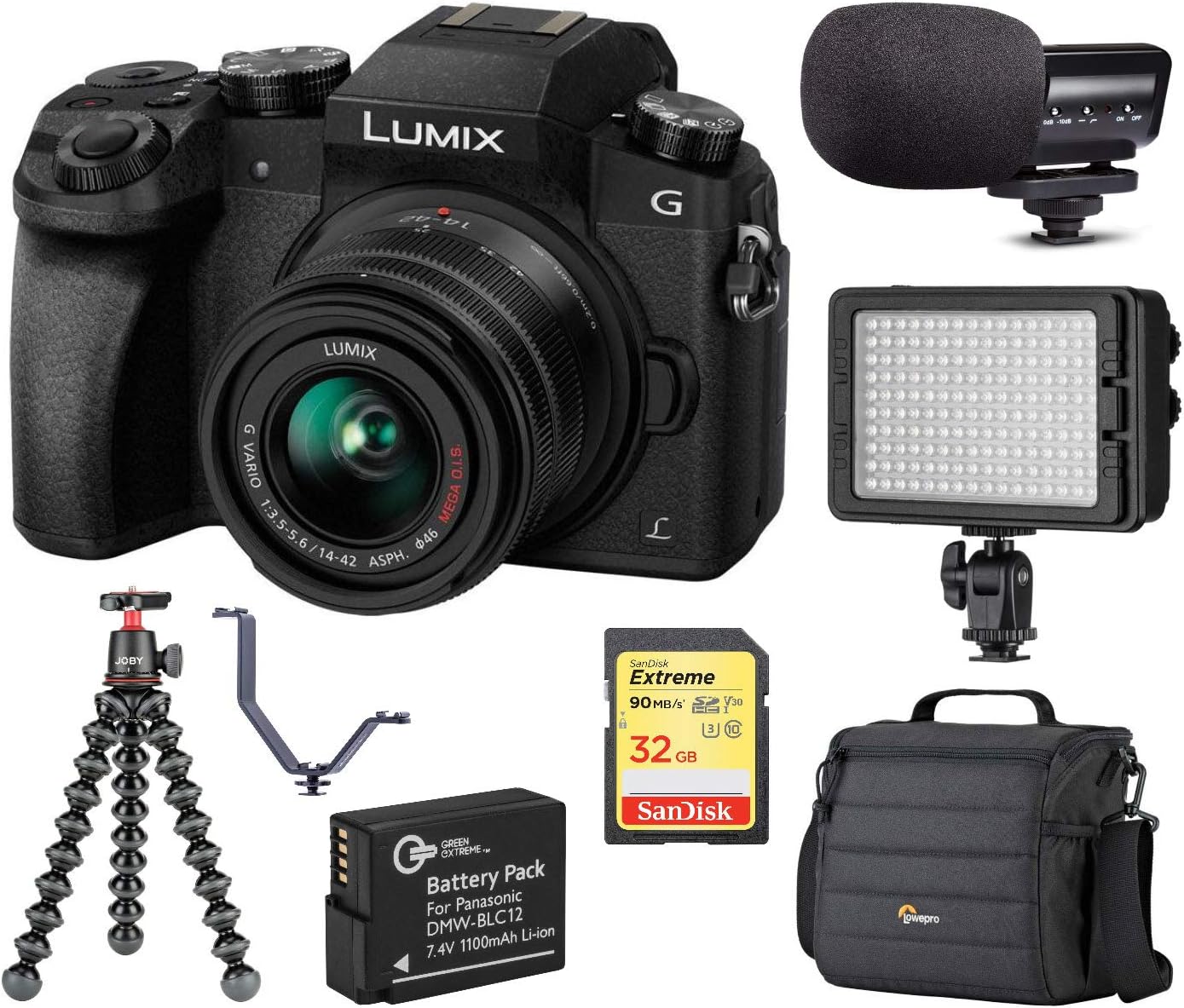 Panasonic LUMIX G7 4K Mirrorless Digital Camera Black with 1442mm Lens, 16