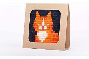 SOZO GROWING UP CREATIVE Sozo DIY Ginger Cat Needlepoint Kit for Beginners – Easy Cat Craft Kit for Teens & Adults – Fun Animal Embroidery Set with Yarn, Canvas & Needle