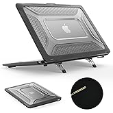 SEYMAC stock Case for MacBook Pro 14 inch, Shock-Absorbing Protection with Folding Stand &Mouse Pad Case for MacBook Pro 14 inch, Black