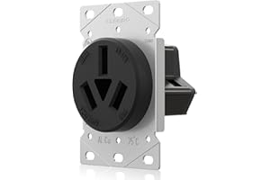 AIDA 10-50R Outlet 50 Amp 3 Pole, 3 Wire 125/250 Volts Non-grounding Heavy Duty Flush Mount Power Outlet Receptacle for EV Charger, Dryer, Welder, Air Compressor, RV, Generator, UL Listed, Black