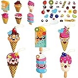 chiazllta 30 Packs Ice Cream Craft Kits for Kids Summer DIY Sweets Sticker Art Craft Set for Early Education Home Class Day-C