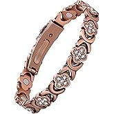 Jecanori Pure Copper Bracelet for Women, Ultra Strength Magnetic Therapy Bracelets with 3800 Gauss Magnets,Four-Leaf Clover Jewelry