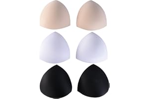 eBoot 3 Pair Removable Bra Inserts Sport Swimwear Bra Pads, White, Black, Beige