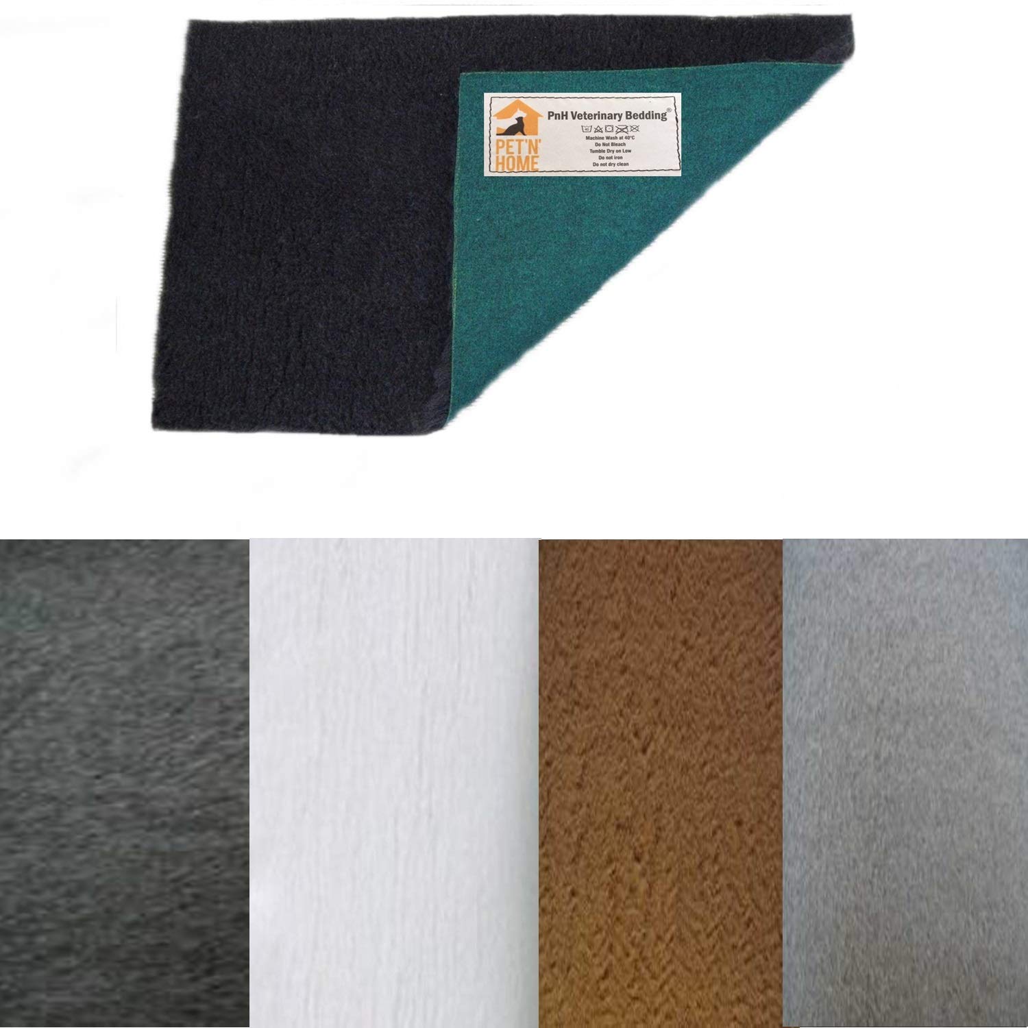 PnH Veterinary Bedding - Green Back - GREY, BROWN, CHARCOAL or WHITE - Vet Bedding Pieces - Many Sizes - READY TO USE, SELVAGE EDGE REMOVED (100cm x 50cm, CHARCOAL) — image 1