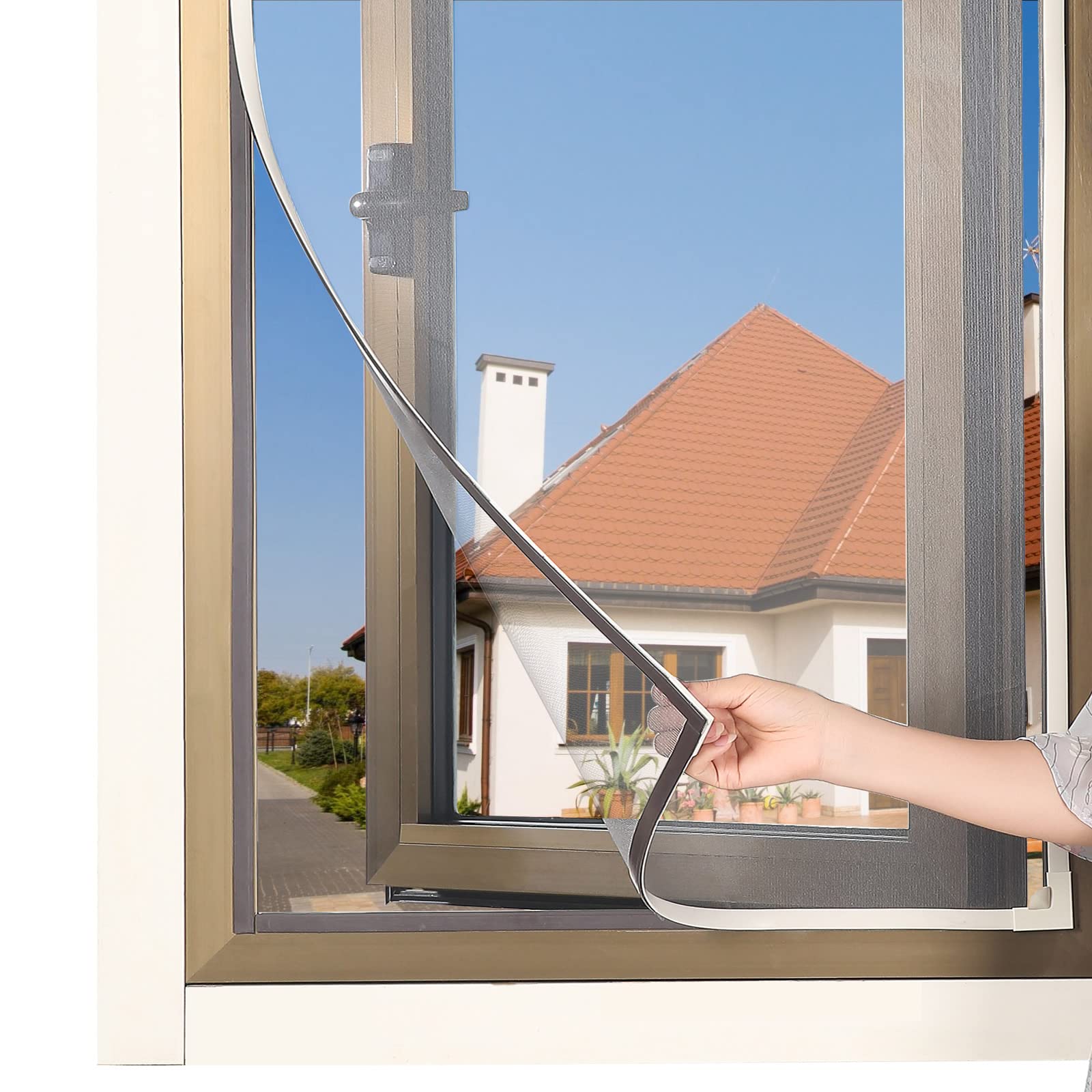 DIY Magnetic Window Screen Adjustable Mesh Screens Net Fits up to 32"x ...
