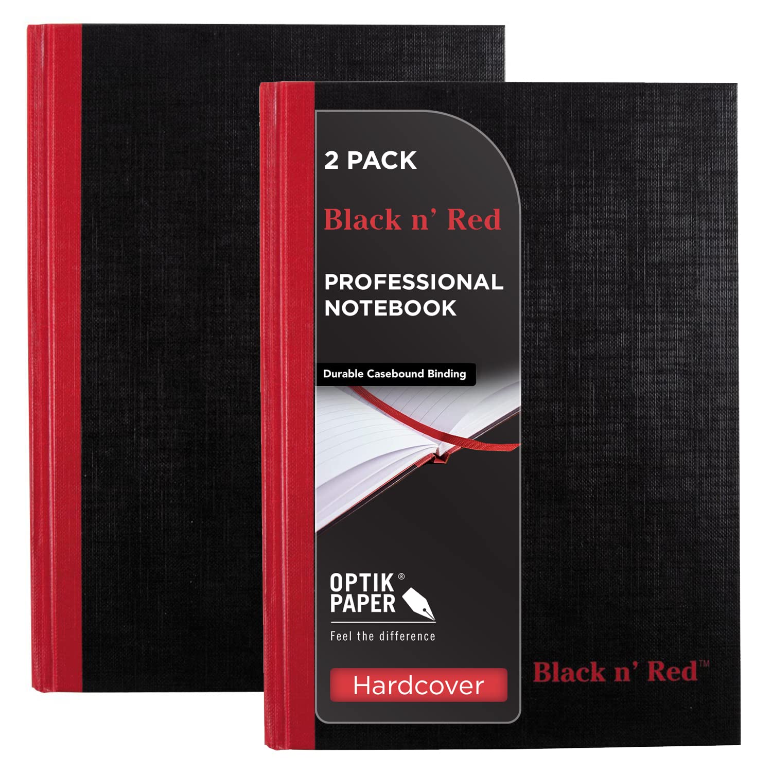 Black n' Red Casebound Hardcover Notebooks, Medium, Black, 96 Ruled Sheets, Pack of 2 (73405)