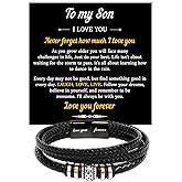 VIRAGIL To My Son Bracelet, Son Gifts From Mom And Dad, Bracelet For Son From Dad, Son Bracellet From Mom, Birthday Gift For Son, Men Bracelet, Gift For My Son Birthday With Message Card And Gift Box
