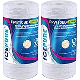 ICEPURE 5 Micron 10”*4.5'' Whole House Sediment String Wound Water Filter Replacement filter for 84637, WPX5BB97P, PC10, 355214-45, 355215-45, WP10BB97P, WP5BB97P, 2PACK