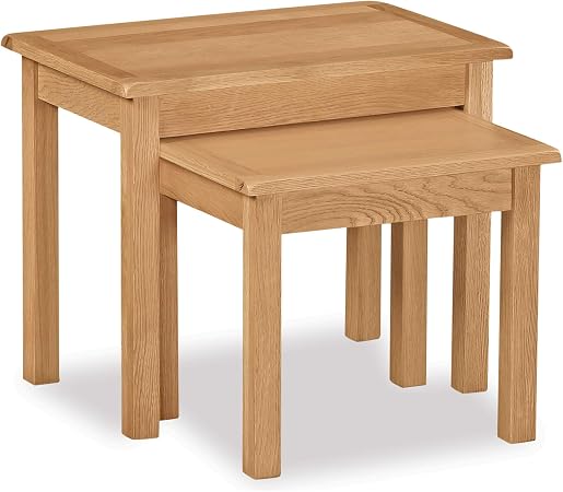 Roseland Furniture Ltd Cotswold Oak Nest Of Tables Set Of 2 Nesting Tables Amazon Co Uk Kitchen Home