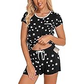 Hrbtens Womens Pajamas Sets Shorts 2 Piece Short Sleeve Sleepwear Pjs with Pocket