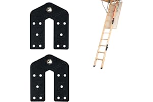 QIXIN 2 Pcs Attic Ladder Hinge Pull Down Attic Stair Parts Attic Ladder Parts Suitable for Restoring Old Loft Ladder, DIY Ladder (Black)
