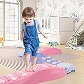 Kids Balance Beam and Stepping Stones, 8 Pcs Toddler Balance Beam, Non-Slip Plastic Stepping Stones, Sensory Toys for Toddlers, Kids,Active Play for Age 3-5 Years Indoor or Outdoor