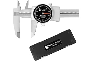 Brown & Sharpe Dial Caliper Measuring Tool 0-6", Swiss Core Movement 0.001" Accuracy, Shock-Proof Dial Vernier Caliper with Locking Screw, 4-Way Measurement, Hardened Stainless Steel, Smooth Operation