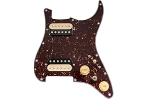 Musiclily Pro-SE ST-HH-OMHA Pre-wired Pickguard with Alnico 5 Humbuckers Mini Toggle Switch for Strat Style Electric Guitar, 4Ply Tortoise shell