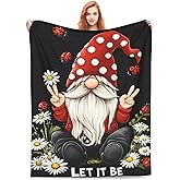 Gnomes Blanket Gifts for Women, Wife, Girls, Sister, Best Friend, Mom, Daughter - Flannel Daisy Red Throw Blanket for Bed, Living Room, Sofa, Traveling, Camping - Plush Decor 50x60in