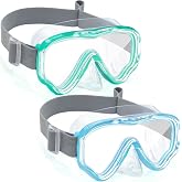 Kids Swim Goggles with Nose Cover, Fabric Strap Swim Mask No Leak 3-14 | Swimming Goggles Toddler Boys Girls Youth Anti Fog UV Protection Clear View Liquid Silicone Diving Mask Underwater Pool Beach