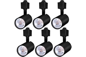 Arcfox 7W 3000K LED Track Lighting Heads Dimmable 3 Wire Single Circuit H Type Track Light Rail Fixture ETL CRI90 for Dining Room Kitchen Accent Lighting 6 Pack Black