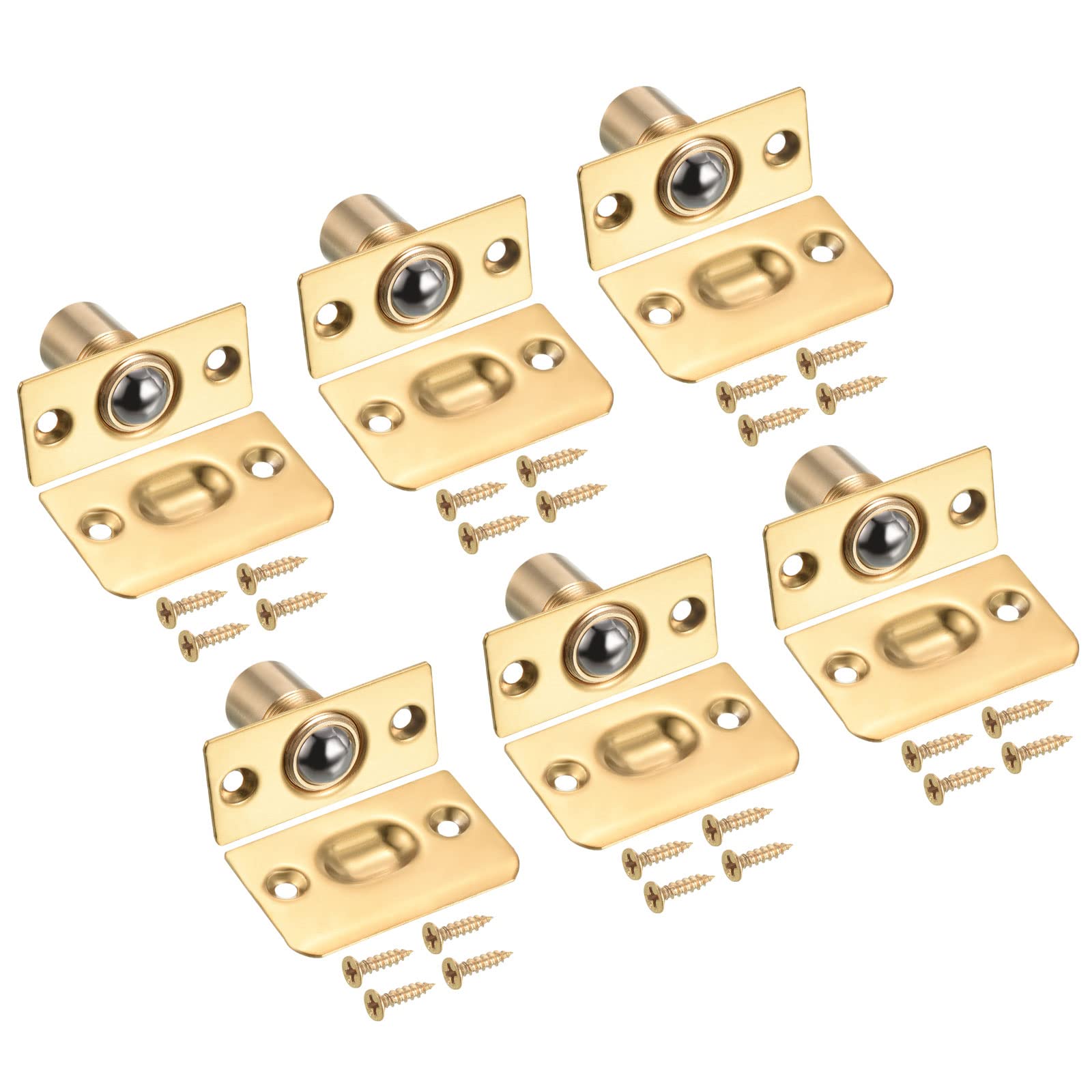 PATIKIL Closet Door Ball Catch, 6 Pack Metal Ball Latch for Top of Door with Strike Adjustable Ball Catches Hardware for Interior Door Cabinet, Black