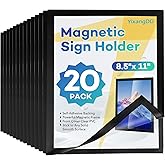 YixangDD 20 Pack Magnetic Sign Holder 8.5 x 11, Self-Adhesive Magnetic Wall Mount Sign Holder, Magnetic Document Holder for Wall Window Office Poster Store