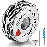 APOTIE Sterling Silver Cremation Urn Bead Charm for Bracelet Holds Ashes Keepsake Pendant Memorial Jewelry Gifts for Women Loss Loved One