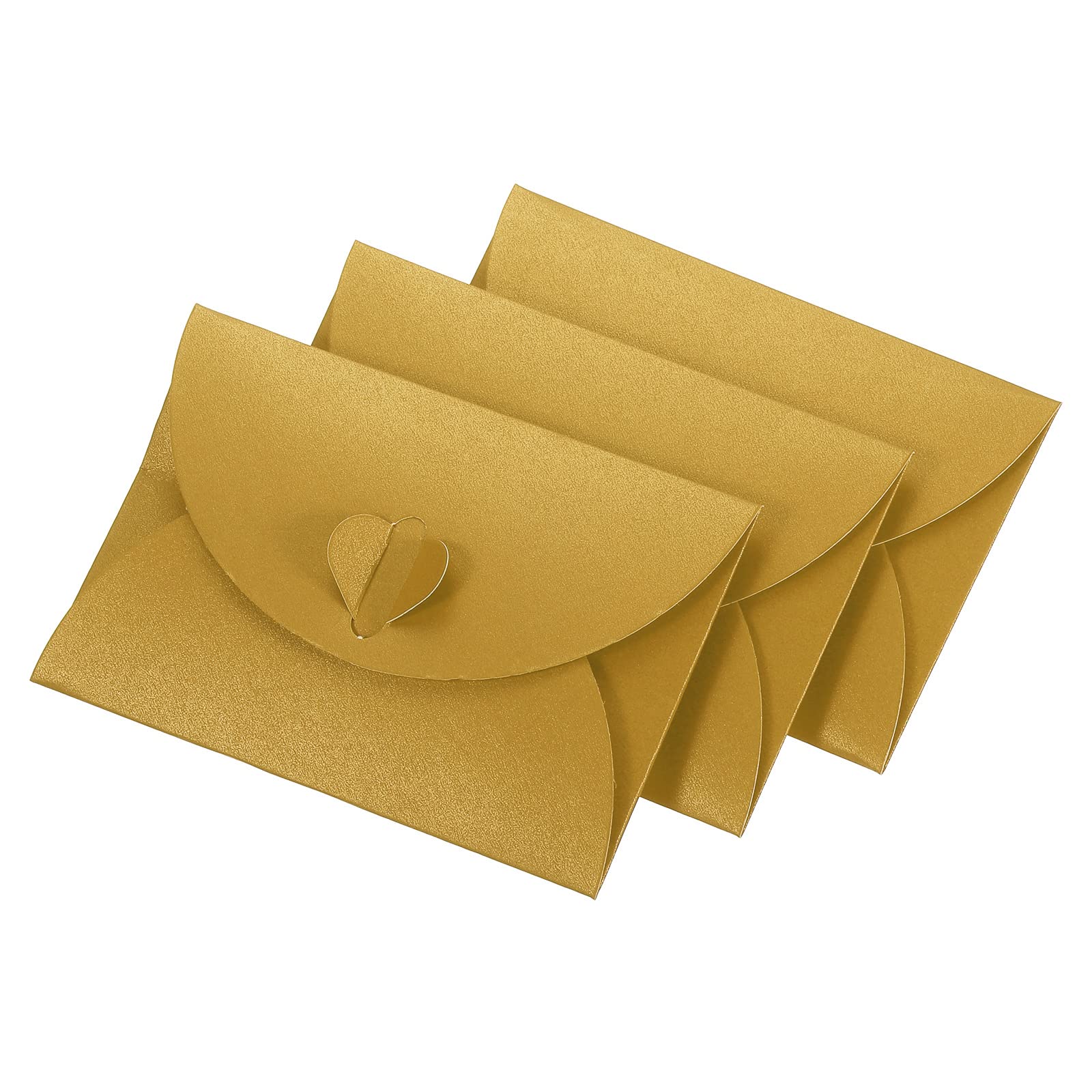 YOKIVE 50 Pack Mini Envelopes, Heart Shaped Clasp | Small Gift Card Holder, Great for Weddings Parties Boutiques(Golden)