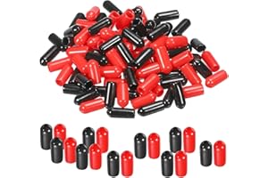 MECCANIXITY 50pcs Rubber End Caps Cover Assortment 5mm PVC Vinyl Screw Thread Protector for Screw Bolt Black Red