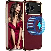 LOHASIC for iPhone 17 Pro Max Case for Women, Compatible with MagSafe, Luxury Elegant Leather Design with Soft Non-Slip Grip Protective Cover Magnetic Case for iPhone17 ProMax 2025 - Burgundy