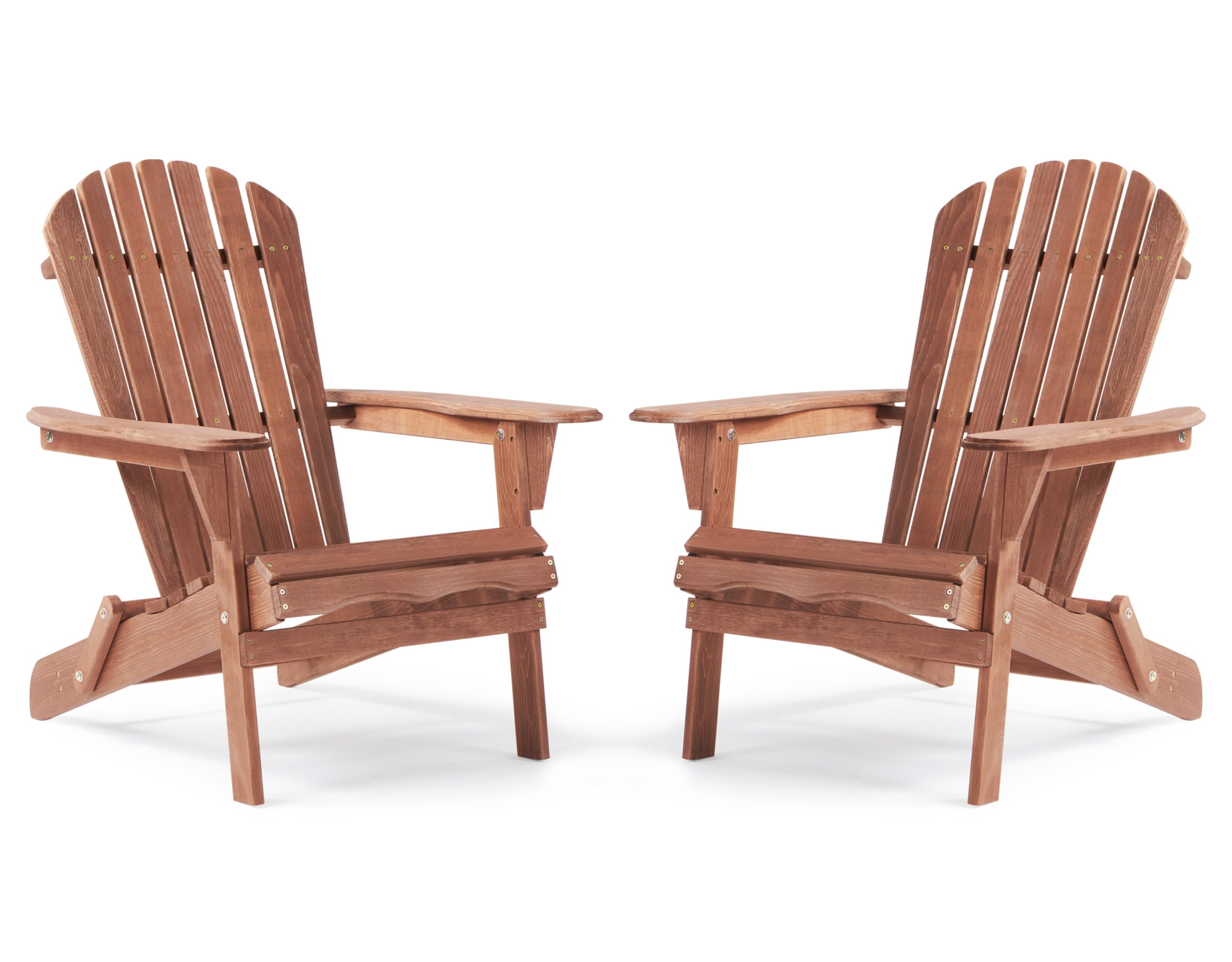 Photo 1 of SoliWood Outdoor Wooden Folding Adirondack Chair Set of 2 with Pre-Assembled BackRest, Wood Patio Chair for Garden Backyard Porch Pool Deck Firepit