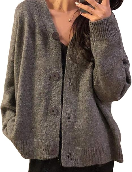 Amazon Aisaidunレディース カーディガン ニット トップス ニット セーター コート 暖かい おしゃれ レディース ニット カットソー 可愛い長袖 上着 韓国風 セーターグレー カーディガン ボレロ 通販