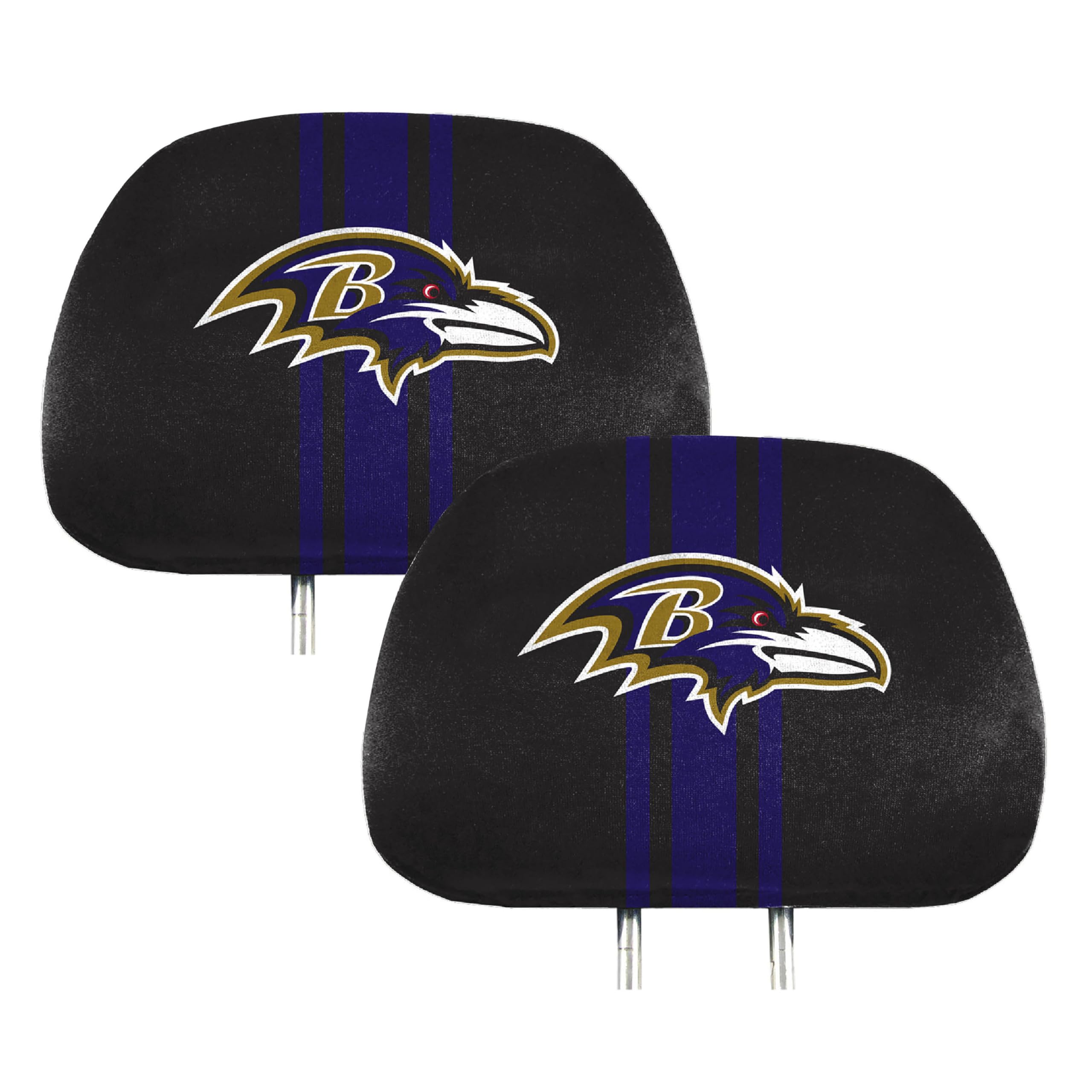 FANMATS 62004 Baltimore Ravens Printed Head Rest Cover Set - 2 Pieces, 10" x 14"