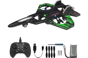SZJMAO RC Airplane for Kids and Beginners, 2.4GHz Foam Drone Remote Control Airplane Outdoor Flying Toy, 360° Drop-Resistant Stunt Spin Remote Fighter Jet with Lights (Green)