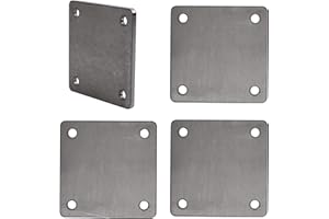 CDFYJHFDQ 4 Pcs Steel Plates with Hole, 4“× 4”Weldable Sheet Metal Square Brackets, Supports Painted Steel Square Brackets, for Industrial and Home Construction