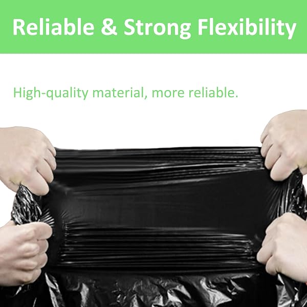 65 GALLON TRASH BAGS HEAVY DUTY 1.2 MIL 60 COUNT BULK WITH 4 INNOVATIVE FLAP TIES | COMPATIBLE WITH RUBBERMAID BRUTE 65 GALLON ROLLOUT TRASH CAN BIN | TEAR & LEAK RESISTANT BLACK