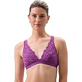 JENNY JEN Women's Ivy Lace Bralette with Adjustable Straps, Unpadded Unlined Wireless Plunge Bra, Perfect Everyday Lingerie