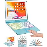 BABG Keyboard Case for iPad 9th Generation, 360° Rotatable Backlit Keyboard with Pencil Holder for 10.2 inch iPad 9th Gen 2021/ 8th Gen 2020/ 7th Gen 2019 and iPad Air 3 / Pro 10.5" (Sky Blue)