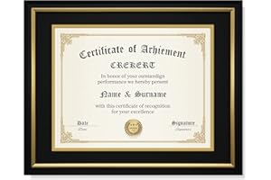 CREKERT Diploma Frame 11x14 College Degree Frame Solid Wood Shatter-Resistant Glass for Documents Certificate Blackgold Frame