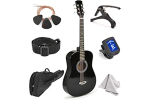 MASTER PLAY Classical Acoustic Guitar For Kids By MasterPlay- 30” Beginner Guitar For Learners- Accoustic String Starter Kit: Guitar Bag, Tuner, Strap, Extra Strings, Picks, Wash Cloth, Capo (Black)