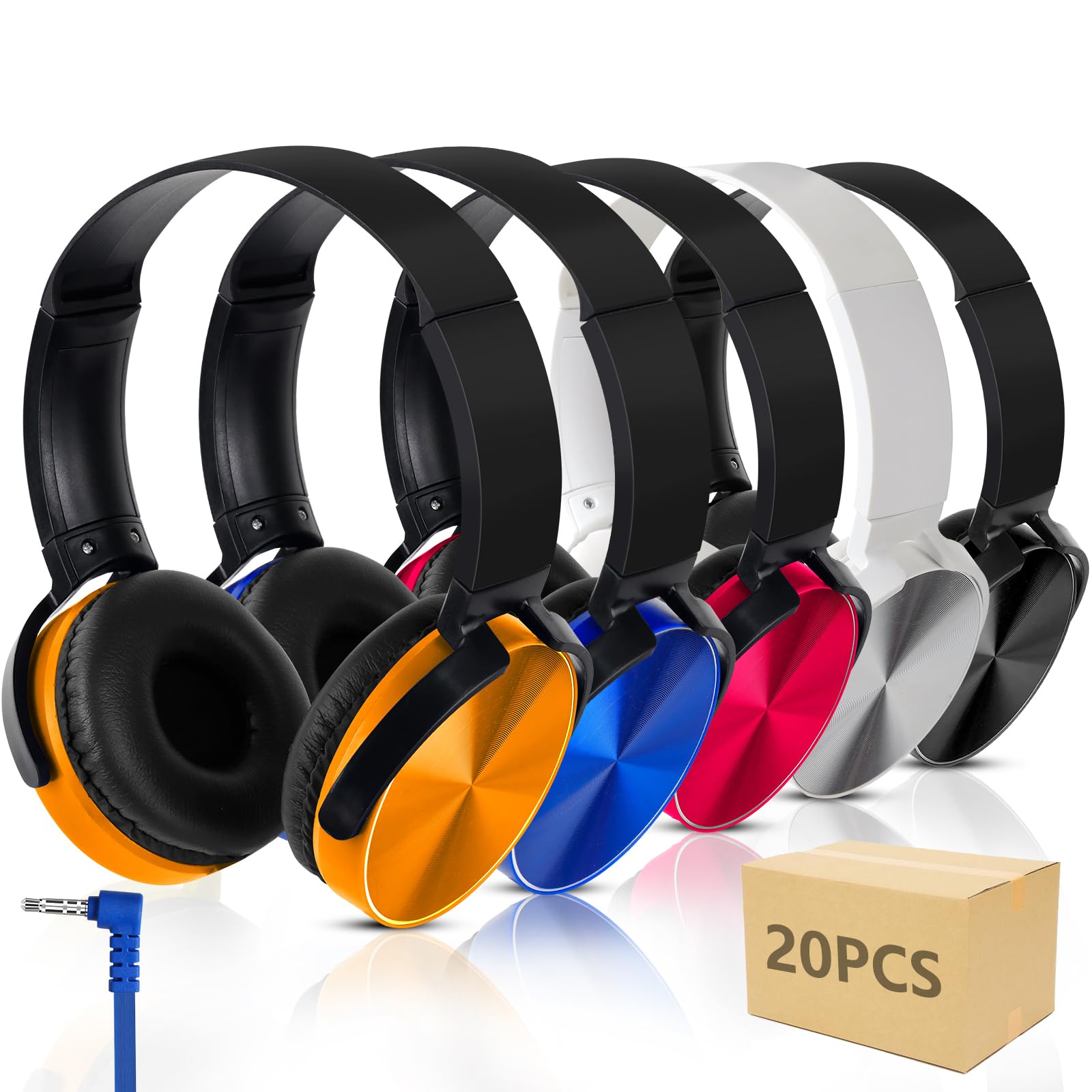 Photo 1 of YFSFQS Classroom Headphones Bulk,HQ Stereo Sound Earphones 20 Pack for Online Learning and Travel,On-Ear Student Headphones for School Kids Students, Teens, Classroom, Library (20 Pack Mix Color)