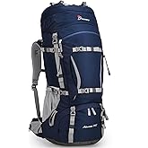 Mountaintop 75/70L/60L Internal Frame Hiking Backpack for Backpacking, Hiking, Camping with Rain Cover