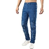 Mens Ripped Jeans Slim Fit Skinny Stretch Jean for Men Tapered Leg Denim Pants
