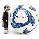 Kyaus Futsal Ball - White & Blue Indoor Soccer Ball Size 4, FIFA Certified, Official Match Weight, Low Bounce, Air Retention, Durable PU, Hand Pump Included, Suitable for Youth & Adult.