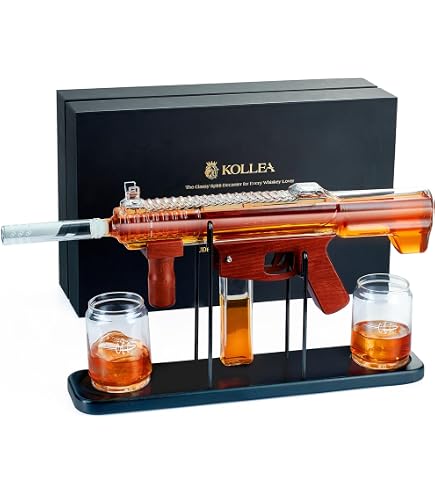 RUGLUSH Whiskey Decanter Set – Gun-Shaped Decanter With 2 Glasses – Unique Bar Accessories & Gift For Men - View #3